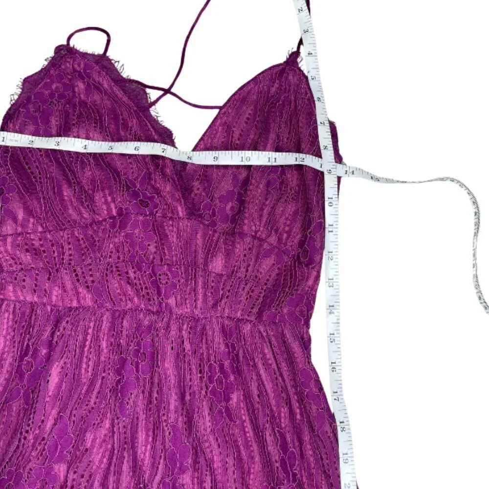 AOOKSMERY Purple Floral Lace Midi Dress NWT Lace Up Back Cocktail Wedding Guest